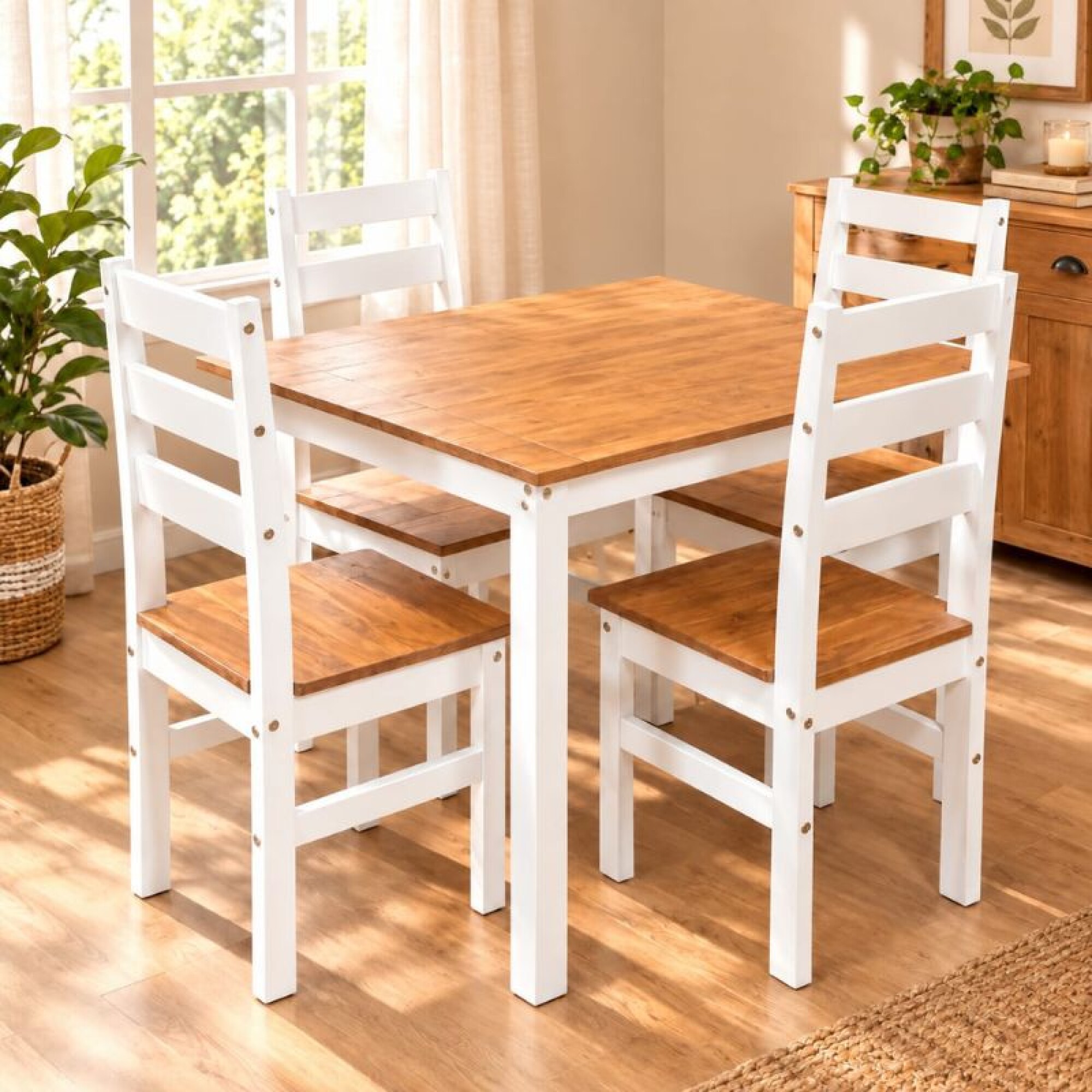Juego de Comedor Bella 4 Sillas Blanco Gisbon