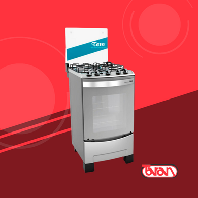 Cocina Super Gas Celebración Acero 4 Hornallas Tem