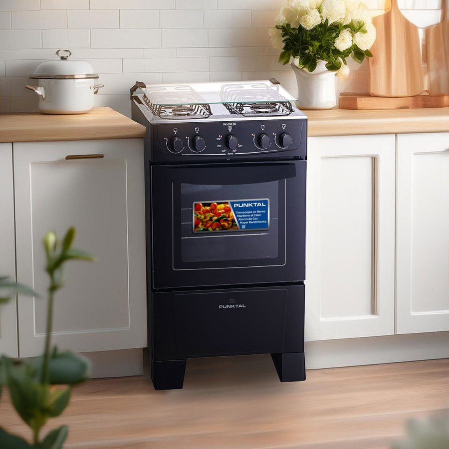Cocina a Gas Negra Punktal PK-268BK