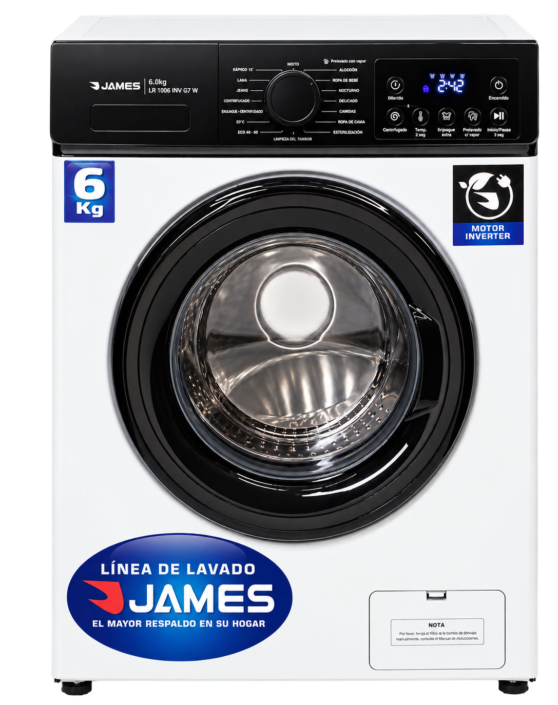 Lavarropas James LR1006 Inverter G7 Blanco