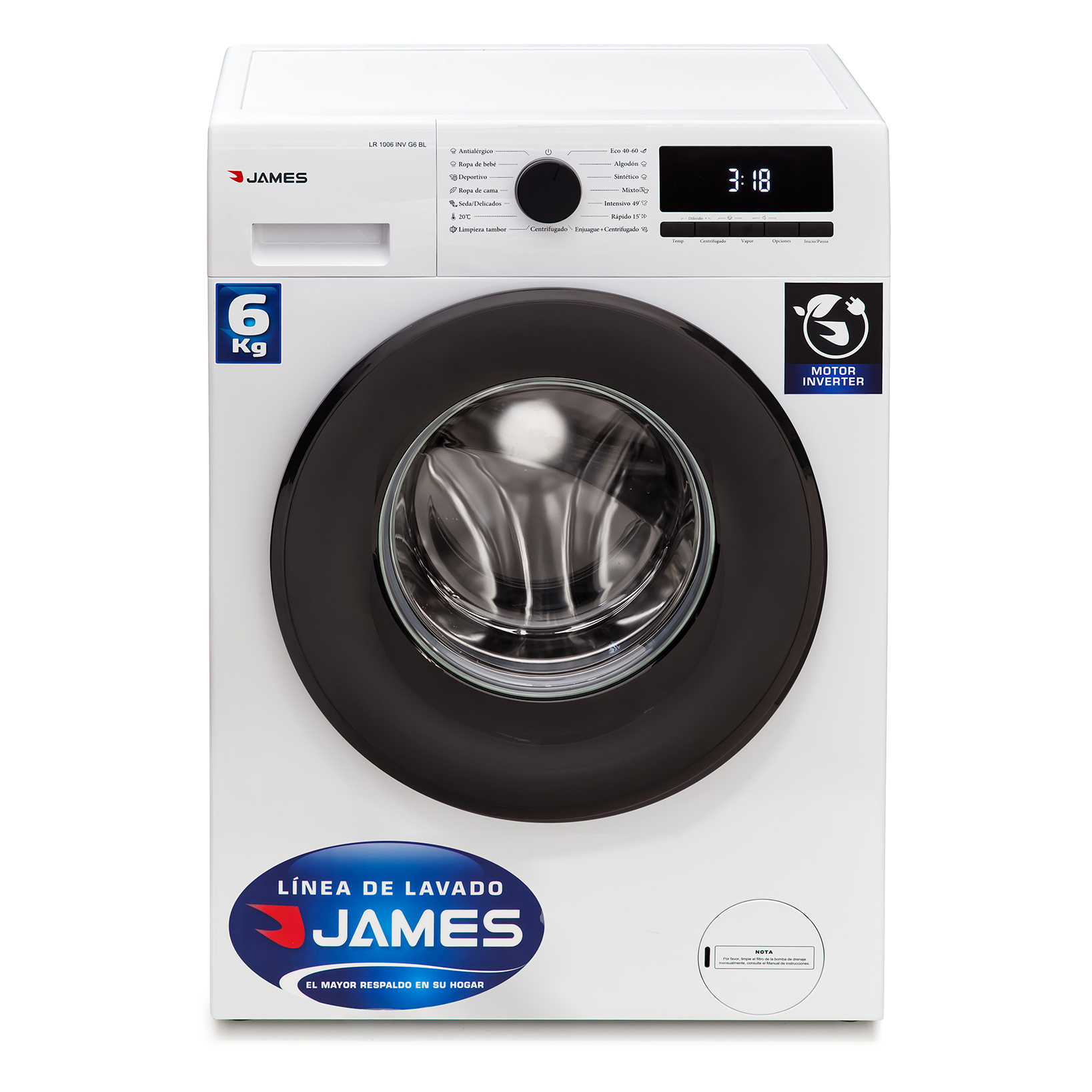 Lavarropas James LR 1006 Inverter Blanco G6
