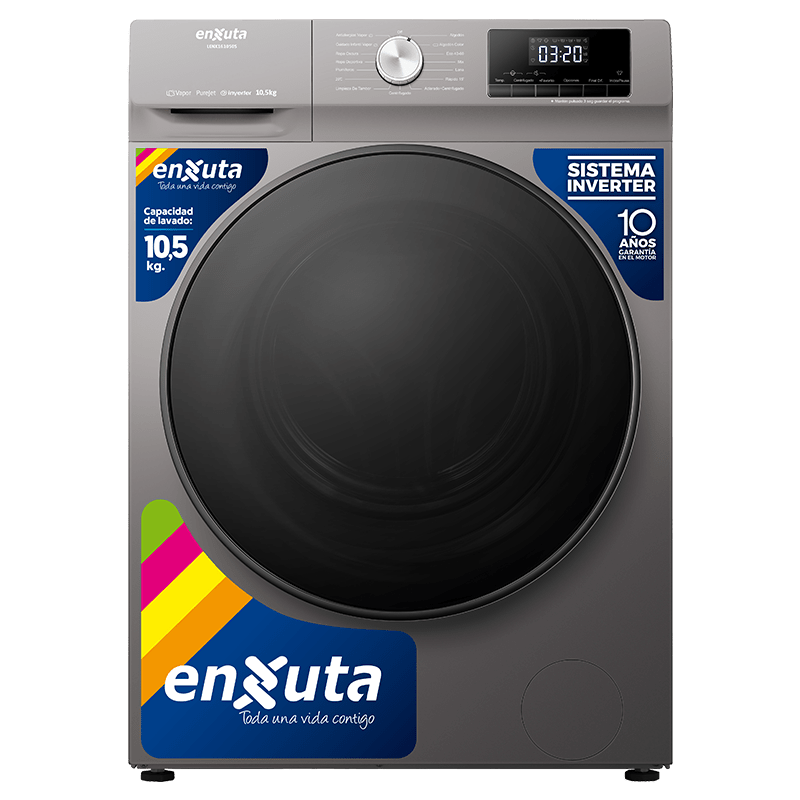 Lavarropas Enxuta Inverter 10.5kg Plateado